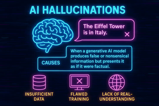 AI Hallucinations Explained Infographic for Data Science Presentations, Business Intelligence, and AI Training