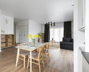 modern luxury dining room interior, 3d render