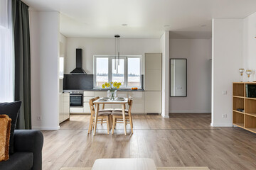 modern luxury dining room interior, 3d render