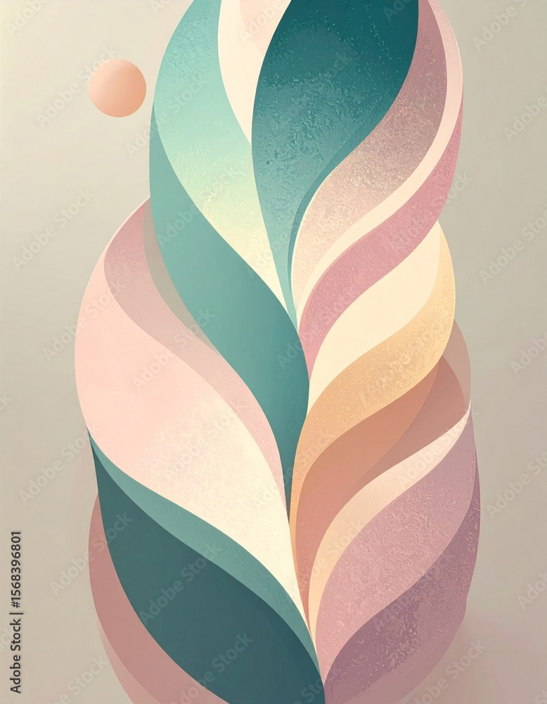 Aufkleber abstract pastel wave design with soft color palette