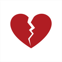 vector  Broken Heart with Red color , ai generator