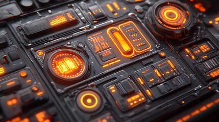 Futuristic control panel with glowing lights. (1)