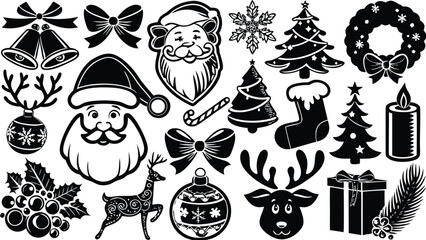 Christmas Silhouettes Vector Clipart of Festive Icons