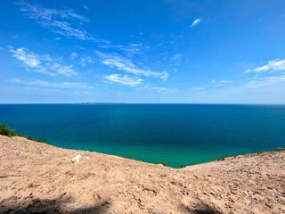 Panoramic View of Expansive Blue Lake Horizon