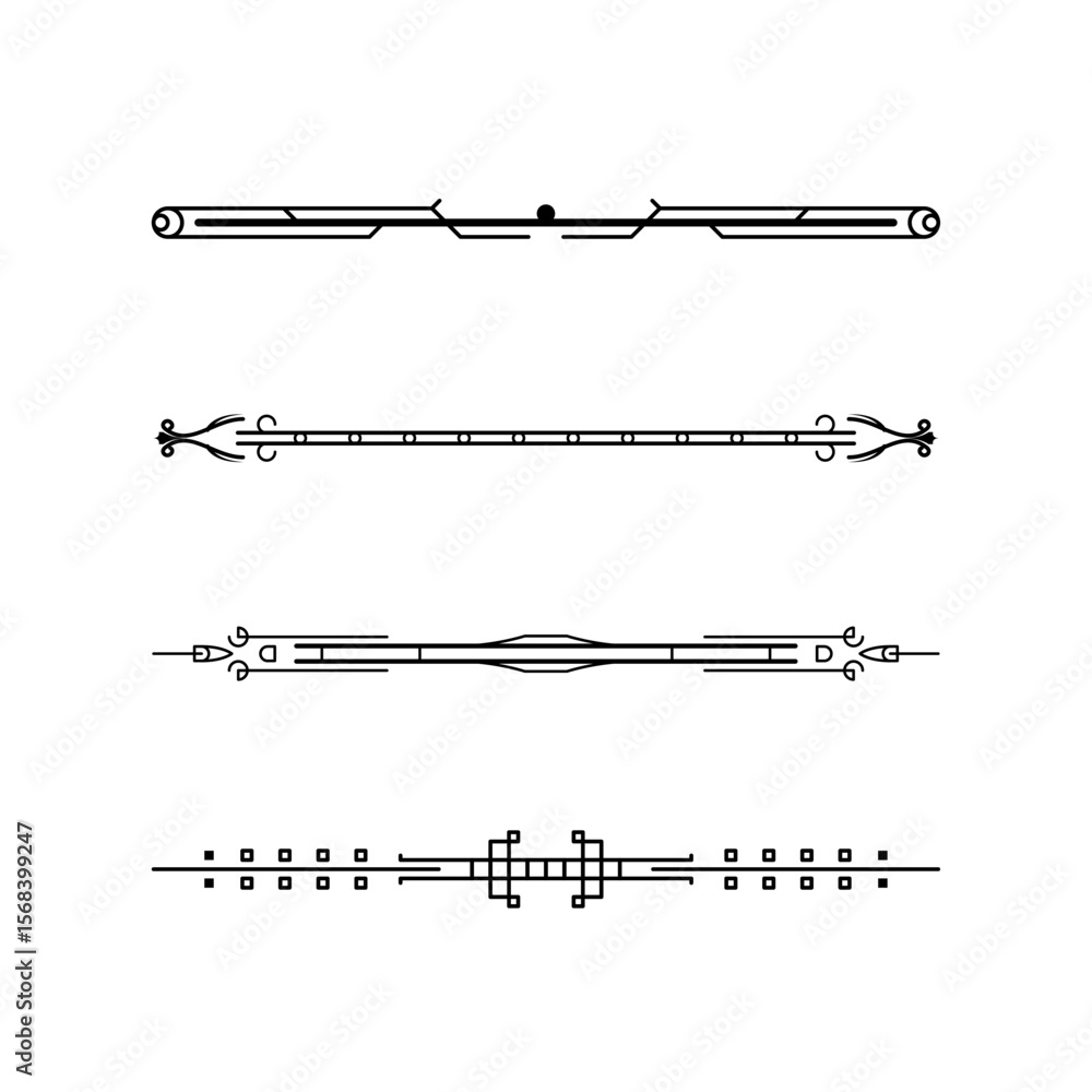 Poster set black simple line collection doodle border elements vector design style sketch isolated illustra