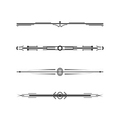Set Black Simple Line Collection Doodle Border Elements Vector Design Style Sketch Isolated Illustration For Banner