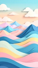 Pastel Mountainscape: Paper Art Illustration