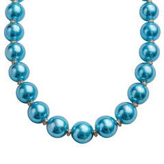 Fototapeta premium Elegant blue pearl necklace with gold accents isolated on transparent background