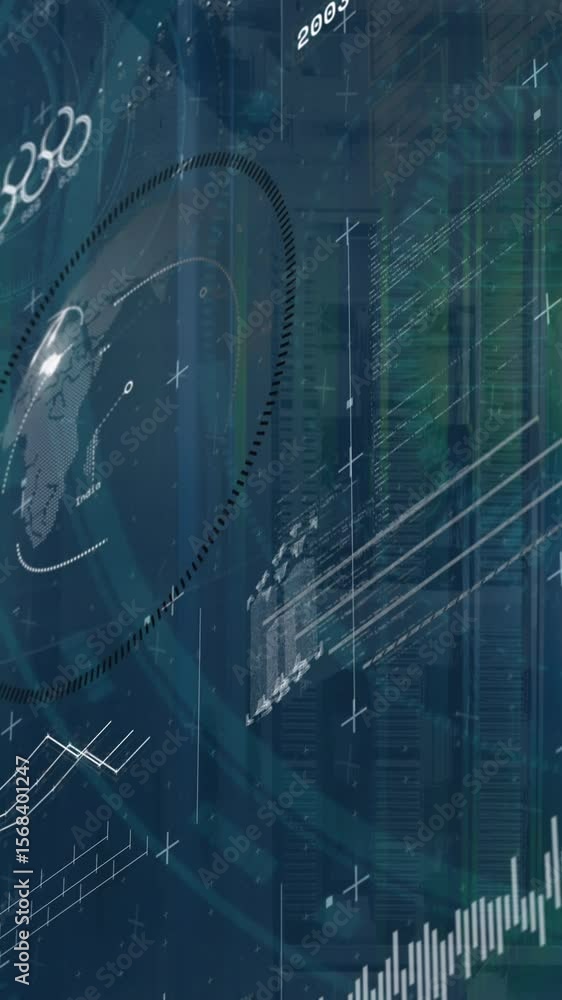 Poster animation of financial data processing over binary coding