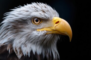 Fototapeta premium Bald eagle close-up displaying striking features and intense gaze in natural habitat