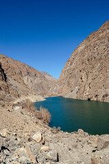 Mountains and lake in Tajikistan, seven lakes route