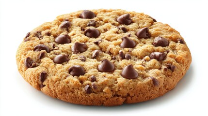 Ultra quality image of one chocolate chip cookie isolated on white background.