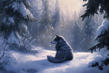 wolf in snow