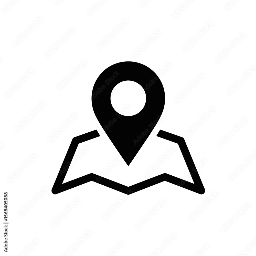Poster a location pin on a map isolated on white background