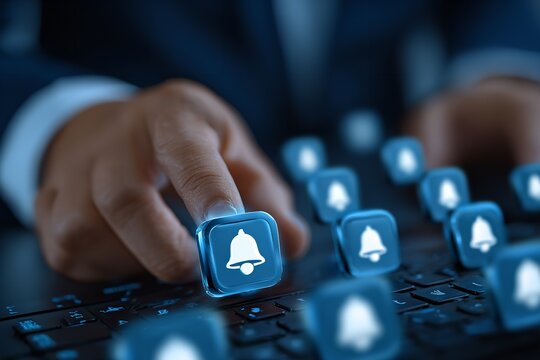 Utilizing notification icons on a digital keyboard during a business meeting for effective communication