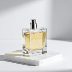 Amber Perfume in Glass Bottle on Marble