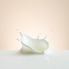 Milk Splash: White Liquid Droplets on Beige Background