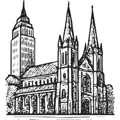 Obraz premium Gothic Cathedral Sketch