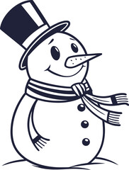 Charming Vintage Snowman Illustration Festive Winter Character Design