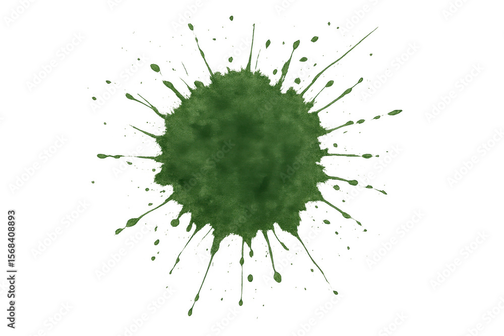 Poster green paint splashing across transparent surface, forming dynamic liquid pattern