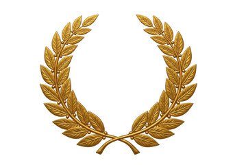 Golden laurel wreath isolated on transparent background