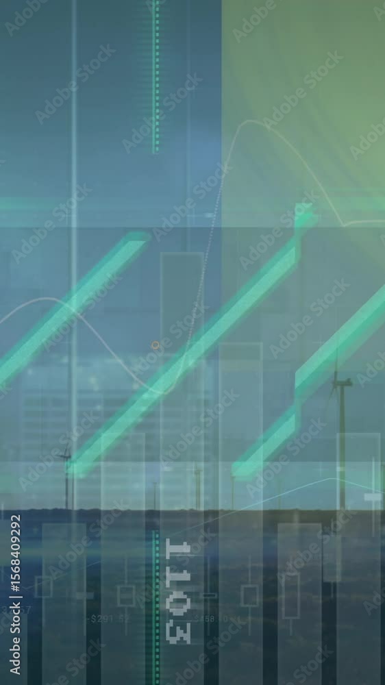 Poster animation of data processing over wind turbines