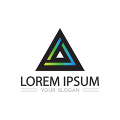 Illuminated Triangle Vector Logo with Prismatic Spectrum Color Illustration