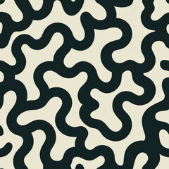 Minimalist Abstract Seamless Pattern with Curved Strokes and Shapes