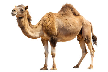 Dromedary Camel Standing Isolated on Transparent Background