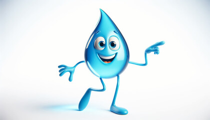Fototapeta premium Illustration of a 3D cute clumsy water drop cartoon 