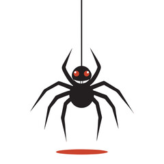 Creepy Spider Hanging From Web Silhouette