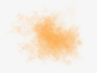 Orange smoke cloud with soft swirls and watercolor texture on white background. Universal element for wellness, packaging, cosmetics, creative banners and modern illustrations.