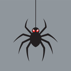 Spider Hanging From Delicate Web Silhouette