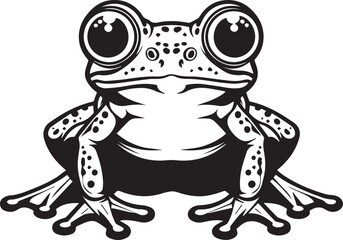 Frog Illustration: A stylized monochrome depiction of a frog, showcasing its wide eyes and textured skin. Embodying the elegance of nature.