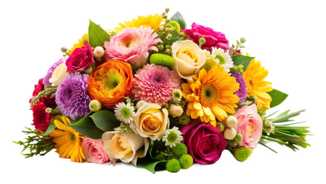 A vibrant bouquet of colorful assorted flowers