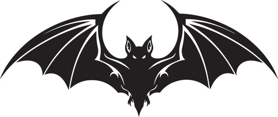 Flying bat with open wings in classic horror and fantasy theme illustration silhouette vector