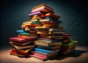 Stack of Books, Dark Background, Still Life Photography, Book Pile, Literature, Reading, Education
