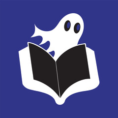 Ghost Flying Out Of Old Book Silhouette Illustration