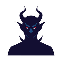 Devil Face With Horns And Tail Silhouette