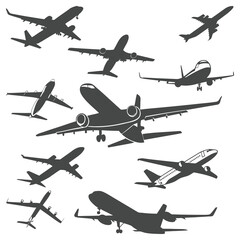 Airplane Silhouette Vector Set for Aviation and Travel Design
