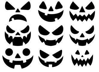 Halloween Pumpkin Faces Set – Spooky Expressions Vectors.