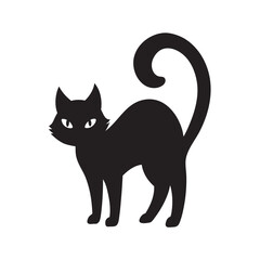 Black Cat With Arched Back Silhouette Illustration