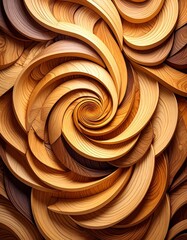 Intricate Wooden Spiral Carving Pattern Texture