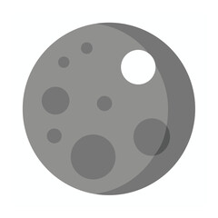 Obraz premium Simple Grey Moon with Craters Isolated on White Background