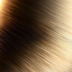 Close-up of a smooth, shiny metallic surface with brushed texture, reflecting warm light with golden and bronze tones for elegant design.