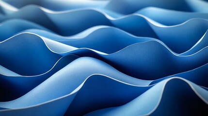 Close-up of beautiful waves of blue fabric creating texture and depth, ideal for backgrounds or textile designs.