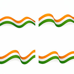 Happy India Independence Day Decorative Ribbons with Indian Flag Colors Set of Wavy Tricolor