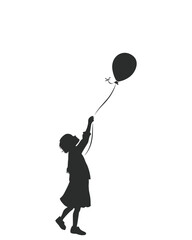 Girl Letting Go of Balloon Silhouette Vector for Logo, Sticker, and Emotional Designs
