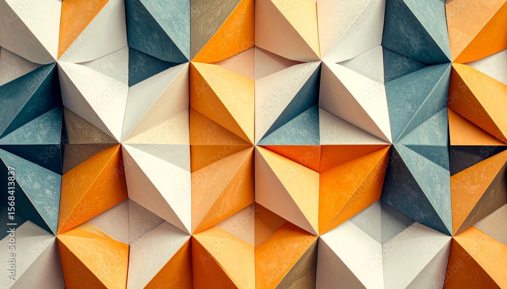 Poster abstract geometric pattern with folded paper triangles