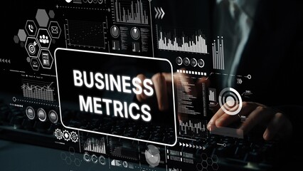 Business Metrics Dashboard with Data Visualization and Analytical Insights on Digital Screen by...